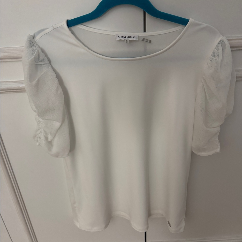 Calvin Klein Puff Sleeve White Shirt